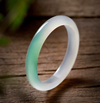 Wang Ji Ice-Grade Chalcedony Oil-Green Jadeite Color Bangle - Gentle Skin-Brightening Half-Landscape Agate Bracelet with Authenticity Certificate