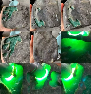 Myanmar Natural Jadeite Raw Material, Clear Material, Rough Material, Bangle Core, Ice Variety with Floating Flowers, Yellow Jadeite, Sun Green, Violet Pendant