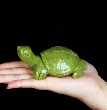 Natural Jade Carved Turtle Small Jade Turtle Cute Fish Tank Xiuyan Jade Longevity Turtle Ornament Living Room Display
