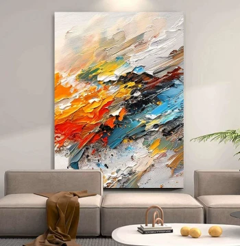 Pure Hand-Painted Oil Painting Knife Painting Living Room Premium Decorative Art Entryway Abstract Art Sofa Large Textured Wall Hanging
