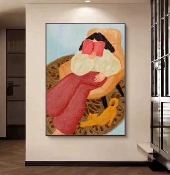 Abstract Figure Decorative Painting for Sofa Background - Vertical Art Piece for Living Room, Entryway, or Bedroom - Pure Hand-Painted Wall Art