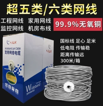 Datang Lianxun Cat5e Network Cable, 8-Core Twisted Pair, 300 Meters/Box, 0.5mm Oxygen-Free Copper/Full Copper Surveillance Ethernet Wire