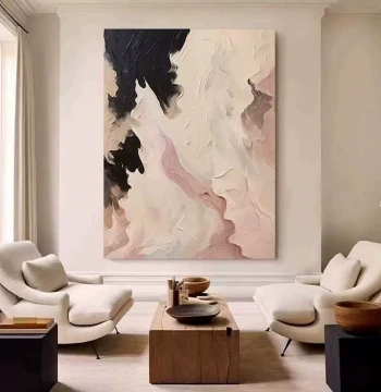 French Cream Style Pure Hand-Painted Oil Painting High-End Living Room Textured Decorative Art Abstract Wabi-Sabi Entryway Wall Art