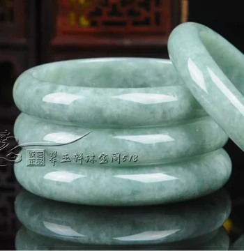 Jade-Colored Jade Bangle Ice-Glazed Moist Women's Light Green Dark Green Floating Flower Jade Bangle Minimalist Style for Women