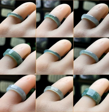 Natural Jadeite Grade A Ring, Authentic Jade Band, Blue Water Ring Circle for Men and Women, Jade Pinky Ring Small Size Running Ring