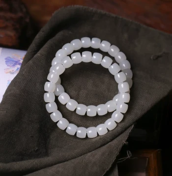 Natural Hetian Jade Yutian White Jade Straight-Cut Single-Loop Bracelet Premium Jade Bracelet Accessory for Men and Women