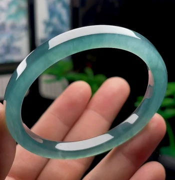 53-65 Circumference Jadeite Square Bangle Authentic Natural Type A Ice Blue Jade Bracelet for Men and Women with Certificate Limited Edition