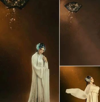 Plum Blossom Fan Oil Painting Backdrop Cloth, Photography Studio Prop, Retro Spray-Painted Art Portrait and Wedding Photo Background, Imitation Hand-Painted Canvas, Indoor Chinese Style Backdrop