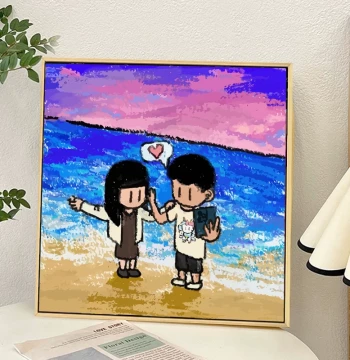 Cartoon Anime Graffiti Art DIY Paint by Numbers, Hand-Painted Acrylic Fill-in Coloring for Couples, Newmasus Decoration