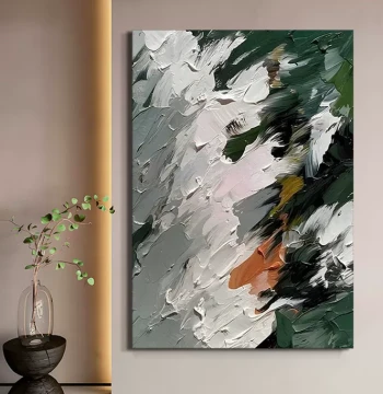 Minimalist Cream Style Abstract Painting, Bazaar Art High-End Living Room Hanging Art, Geometric Decorative Color Block Hand-Painted Oil Painting