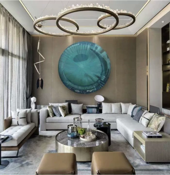Round Abstract Entryway Hallway Corridor Hand-Painted Oil Painting Wood Carving 3D Designer Wall Hanging Premium Art Decorative Painting