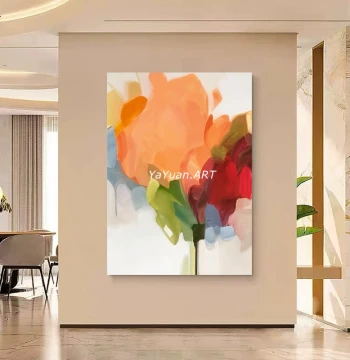 Hand-Painted Oil Painting Brilliant Blooming Flowers Abstract Art Living Room Bedroom Entryway Large Wall Art Light Luxury Homestay Club Mural
