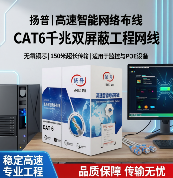 Gigabit Ethernet Cable Super Cat6 Double Shielded Twisted Pair, Oxygen-Free Copper Engineering Monitoring POE Network Cable 300m