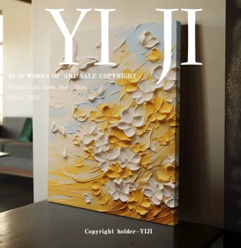 YJ.ART Original Hand-Painted 'Xu Wei' Wabi-Sabi Style Entryway Decorative Painting, Designer Abstract Art Textured Oil Painting