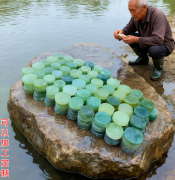 100% Natural Xiuyan Jade Ice Material Bracelet Core, Raw Jade Stone Rough Material, Bracelet Core Scraps for Paperweight, Chinese Chess, DIY Materials