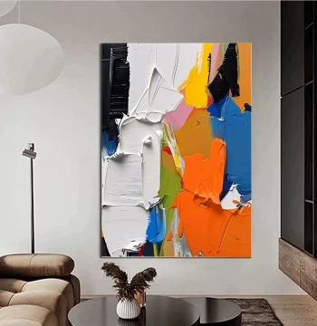 Dafen Village Hand-Painted Oil Painting: Abstract Minimalist Textured Color Blocks for Living Room, Hallway, and Entryway Wall Art