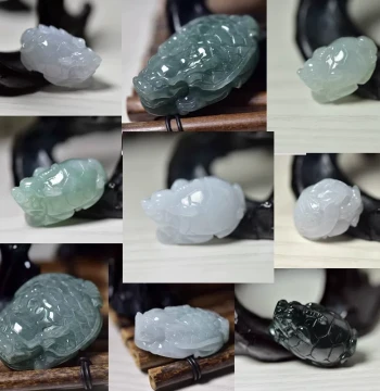 Dragon Turtle Pendant Jadeite Type A Carved Jade Necklace - 3D Dragon Head Turtle Body Jade Money Turtle with Certificate for Men and Women