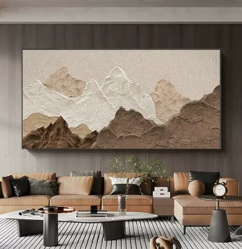 Hand-Painted 'Mountain Backing' Oil Painting for Living Room, Premium Sofa Background Wall Art, Dafen Village Grand Textured Landscape