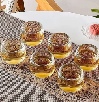 [6-Pack] Thumb Ring Cup Crystal Glass Cup Master Cup Household Transparent Wine Cup Tea Tasting Cup Water Cup