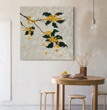 Modern Minimalist Hand-Painted Osmanthus Oil Painting for Living Room Decor, Dafen Village Entryway Bedroom Textured Art Wall Hanging