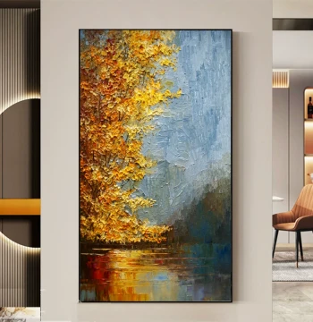 Dafen Village High-End Abstract Hand-Painted Oil Painting – Custom 3D Textured Landscape Art for Entryway and Living Room Decor