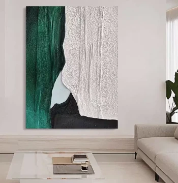 Hand-Painted Abstract Minimalist Oil Painting for Living Room, Blue Entryway and Dining Room Modern Textured Art Wall Decor