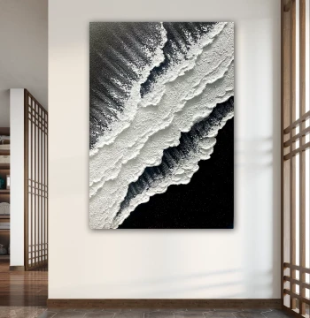Pure Hand-Painted Oil Painting (Ocean Waves), Modern Minimalist Living Room Decorative Art, Abstract Dining Room Wall Hanging, Entryway Corridor Mural