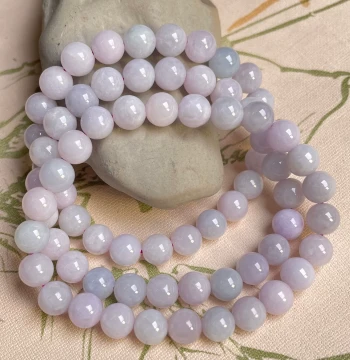 Longciyuan Original Mine Jadeite Type A 8mm Glutinous Species Lavender Bracelet for Men and Women Single Circle Purple Round Bead Jade Bracelet