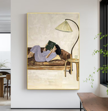 Dafen Village Pure Hand-Painted Oil Painting - Cream Style Abstract Minimalist Figure Art for Dining Room, Niche Living Room Decorative Wall Art