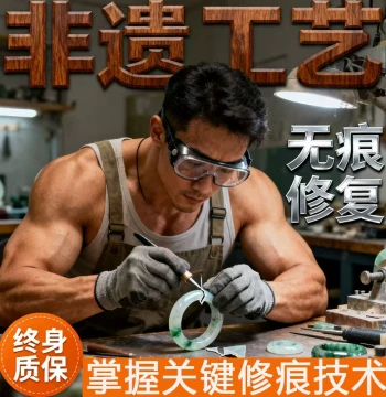 Seamless Jade Bangle Repair: Fracture Fix for Jadeite and Jade Jewelry, Gold Inlay Crack Restoration, Kintsugi Style