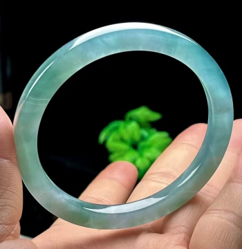 59-69 mm Inner Circumference Men's Square Jadeite Bangle – Certified Natural Grade A Ice-Base Blue-Green Jade Straight-Edge Bracelet with Certificate