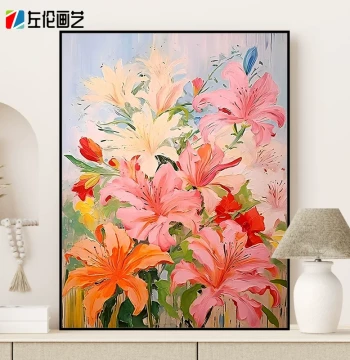 Lily Flower Paint by Numbers 2025 New Arrival Floral Art Niche Handmade DIY Coloring Oil Painting