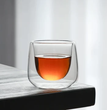 Double-Wall Insulated Heat-Resistant High Borosilicate Glass Kung Fu Tea Cup, Small Master Cup, Teaware for Tasting and Drinking
