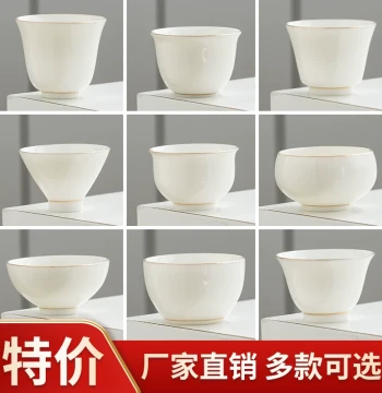 Mutton Fat Jade Porcelain Kung Fu Tea Cup with Customizable Logo, Ceramic Teacup for Tasting and Drinking