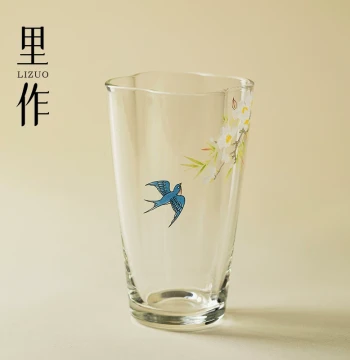 Lizuo Premium Glass 'Swallows Return' Tea Water Cup - Large Personal Master Mug for Kung Fu Tea Sets