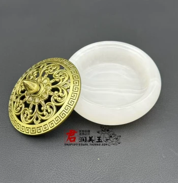 Afghan Jade Incense Burner Ornament Antique Carved Incense Holder Jade Display for Desk Tea Table Film Prop Jade Decor