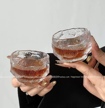 Wabi-sabi Glacier Small Wine Cup, Vintage Glass Master Cup, Single-shot Cup, Kung Fu Tea Cup, Tasting Cup
