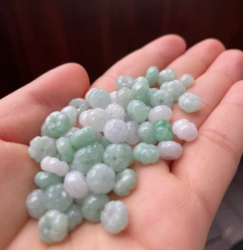 Natural Jadeite Jade Loose Beads, Pumpkin Beads, Luck-Transfer Beads, DIY Woven Necklace, Bracelet, Car Hanging Accessories