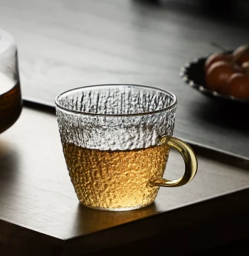 High-Temperature Resistant High-Borosilicate Transparent Glass Tea Cup with Handle, Small Tea Cup, Tea Ceremony Tasting Cup, Kung Fu Tea Ware