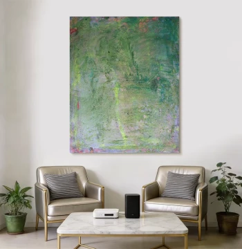 MUMO Original Hand-Painted 'Grass Romance' Living Room Handcrafted Decorative Art Wall Hanging, Wabi-Sabi Style Abstract Oil Painting