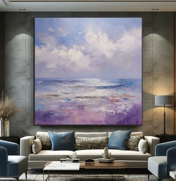 Dafen Village Hand-Painted Oil Painting: 'Purple Energy from the East' Abstract Landscape, Living Room Decor, Square Dining/Bedroom Wall Mural