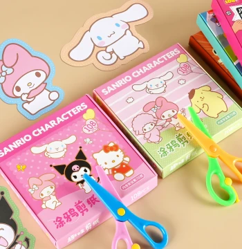 Sanrio Paper Cutting Craft Kit for Kids, Kindergarten DIY Material Set, Baby Educational Cut-and-Paste Fun Toy