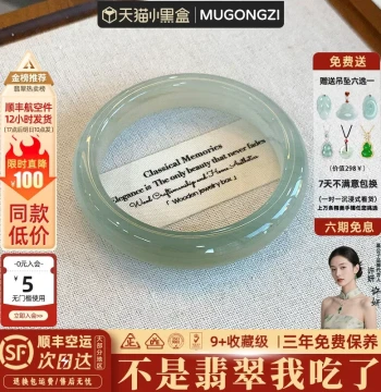 Mu Gongzi 'Falling Leaves Wind Shadow' Premium Burmese Jadeite Bangle, Authentic Ice Species Clear Water Floating Flower Treated Jade