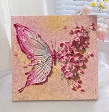 Butterfly 3D Textured Painting DIY Craft Material Kit Premium Quartz Sand Acrylic Hand-Painted Decorative Art Gift