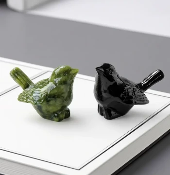 Natural Crystal Raw Stone Bird Ornament, Obsidian Jade Bird Carving, Desktop Display, Fish Tank Decoration