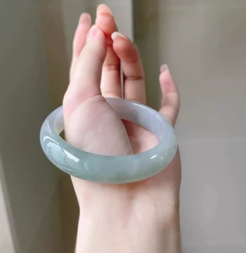 Yu Changqing [Qingli Series] High Ice Species Burmese Jadeite Jade Bracelet, Solid Color Women's Style, Ice-Transparent High-End Jade