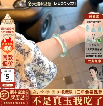 Mu Gongzi 'Age-Dyed Green Silk' High-Ice Chalcedony Agate Jadeite Alternative Treated Quartzite Jade Bangle
