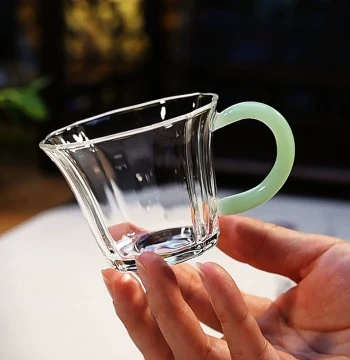 Small Glass Teacup – Heat-Resistant High Borosilicate with Handle for Tea Tasting – Stylish Personal Master Cup for Home Use