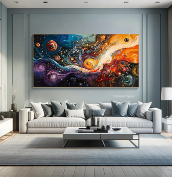 Dafen Village Pure Hand-Painted Oil Painting: Abstract Starry Sky Universe Art, Premium Wall Decor for Living Room and Bedroom
