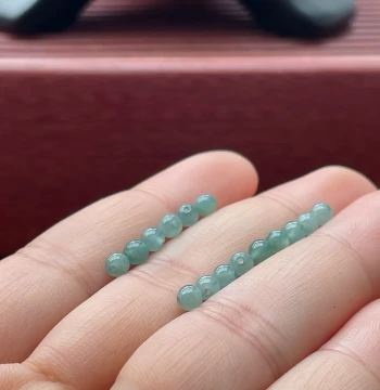 Type A Jadeite Blue Water Round Beads Millet Beads Luck Beads Jade Loose Parts Bracelet Necklace Accessories Loose Beads Wholesale